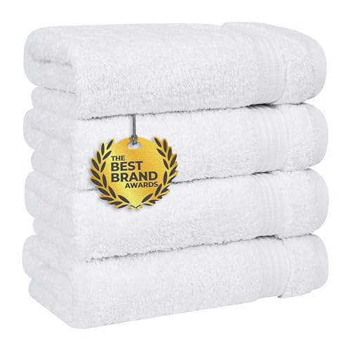 Cotton Paradise 100% Cotton Turkish Towel Set, Soft Absorbent Quick Dry, 4 Piece Hand Towel Set, Snow White - color: Snow White, size: 16"x28"