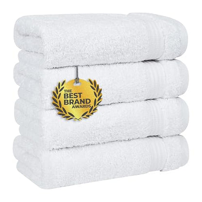 Cotton Paradise 100% Cotton Turkish Towel Set, Soft Absorbent Quick Dry, 4 Piece Hand Towel Set, Snow White - color: Snow White, size: 16"x28"
