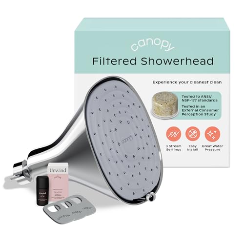 Canopy Filtered Shower Head - High Pressure Shower Head Filter for Hard Water - Shower Filter To Remove Impurities for Healthier Scalp, Skin & Hair - Support Hair Growth & Minimize Breakage - Chrome - color: Chrome, size: Original