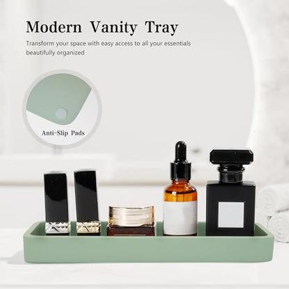 Bathroom Accessories Set, 4 Piece Toothbrush Holder Set - Green | Bathroom Accessory Set with Soap Dispenser, Toothbrush Holder, Tumbler, Vanity Tray, Bathroom Sink Set for Modern Home Decor - style: Green