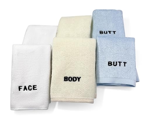 Crafty Cloth 6-Piece Washcloth Set – 3 Distinct Textures for Face, Body, & Sensitive Areas – Embroidered, Microfiber, Exfoliating Nylon, & Viscose Derived from Bamboo - 12x12