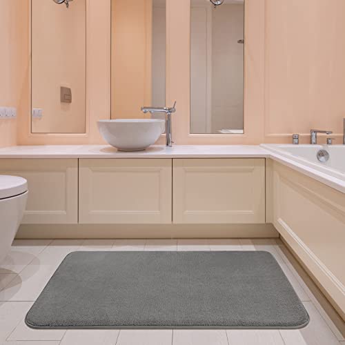 American Soft Linen 21x32 Fluffy Foamed Slip Reducer Bath Rug, Machine Washable Area Bath Mat Rugs for Bathroom, Gray - color: Dark Gray, style: 21x32" Fluffy Foamed Bath Mat