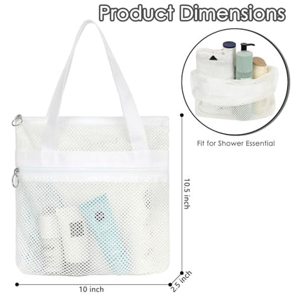 GYEUKHAM Portable Mesh Shower Caddy with 2 Zipper Pockets & Dual Handles, Quick-Drying Hanging Shower Tote for College Dorm, Gym, Travel & Camping, White - color: Small-White-1 Pack
