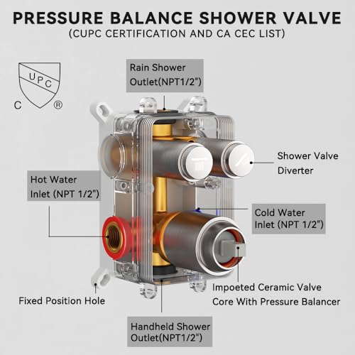 Shower System Brushed Nickel, STARBATH 12" Ceiling Mount Rain Showerhead and 8" Wall Mounted Rainfall Shower for Couples, On Off Button Valve Dual Head Shower Systems Complete - color: Brushed Nickel, size: 12+8 inch-15