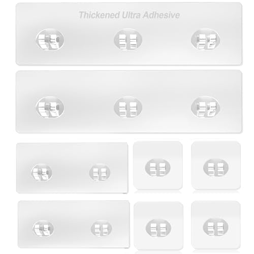 Shower Caddy Adhesive Replacement, 8 Pcs Strong Shower Shelf Adhesive, WaterProof Showers Adhesives Strip, Ad-hesive Hook for Showers, No Drilling for Bathroom Storage Shelve and Kitchen Rack - color: 8pcs Transparent