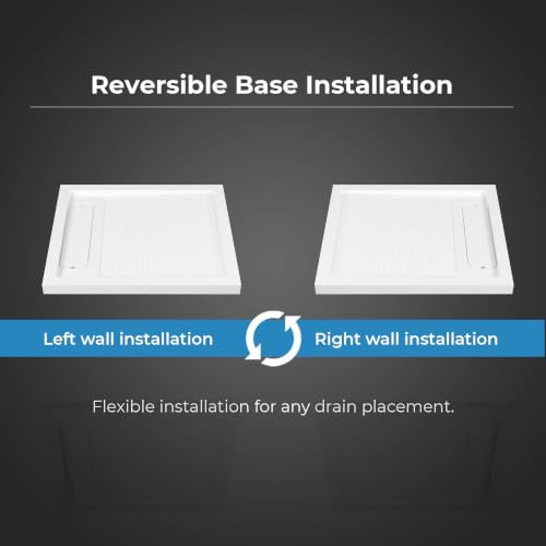 OVE Decors 40x36" Shower Base, White - size: 40 x 36, style: Side Drain