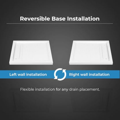OVE Decors 40x36" Shower Base, White - size: 40 x 36, style: Side Drain