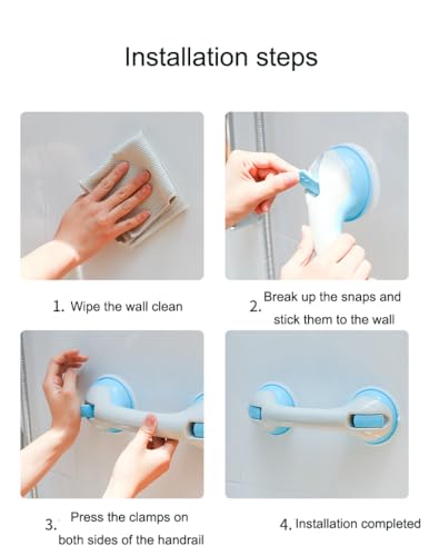 2 - Pack Suction - Cup Safety Grab Handles, 12 - Inch No - Drill Removable Handrails for Bathroom, Bathtub, Shower, Toilet, Ideal for Seniors, Elderly, and Those Needing Balance Support（Black）