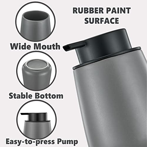 12Oz Hand Soap Dispenser - 2 Pack Ceramic Foam Soap Dispenser Set | Foaming Dispenser with Easy-to-Press Pump, Reusable and Refillable Mordern Dish Soap Dispenser for Bathroom & Kitchen, Grey - color: Grey Foaming Dispenser
