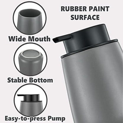12Oz Hand Soap Dispenser - 2 Pack Ceramic Foam Soap Dispenser Set | Foaming Dispenser with Easy-to-Press Pump, Reusable and Refillable Mordern Dish Soap Dispenser for Bathroom & Kitchen, Grey - color: Grey Foaming Dispenser