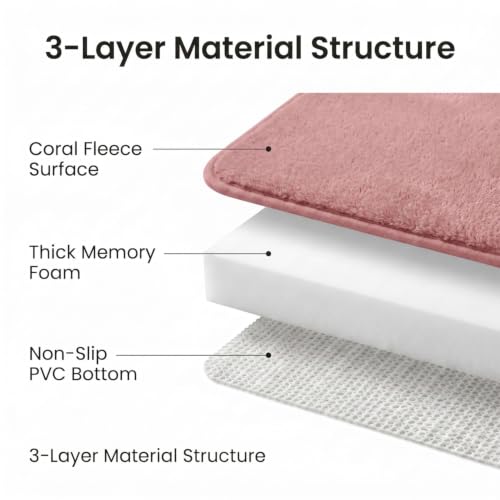 Memory Foam Bathroom Rugs Sets 3 Piece Dusty Rose - color: Dusty Rose