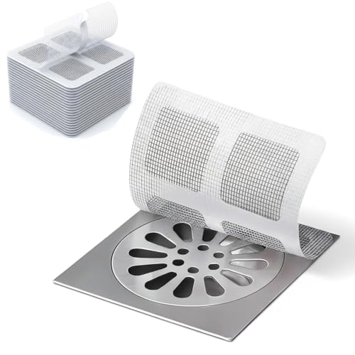 100 Pcs Waterproof Disposable Hair Drain Stickers, Peel & Stick Hair Trap | 4"×4" Disposable Shower Drain Hair Catcher, Peel & Stick Hair Trap for Bathroom Bathtub Kitchen Laundry