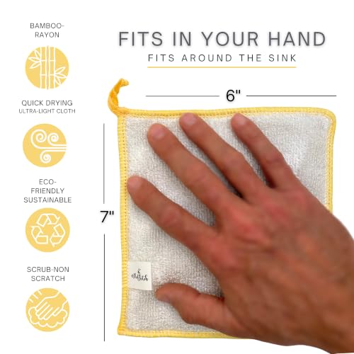 Scrubbing Dishcloths 2ply Mesh Scrub Reusable Dishrag 6pk 6x7in | 2-Sided Bamboo-Rayon Kitchen Cloth + Silver Mesh, Non-Scratch, Thin, Ultra-Light, Durable, Fast-Drying, Odorless, Washable - color: Modern Pastels, size: 6" x 7" -6 Pack