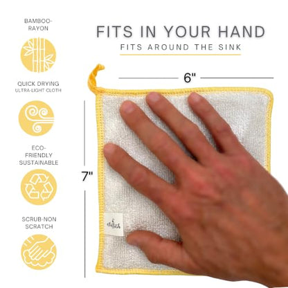 Scrubbing Dishcloths 2ply Mesh Scrub Reusable Dishrag 6pk 6x7in | 2-Sided Bamboo-Rayon Kitchen Cloth + Silver Mesh, Non-Scratch, Thin, Ultra-Light, Durable, Fast-Drying, Odorless, Washable - color: Modern Pastels, size: 6" x 7" -6 Pack