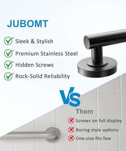 Shower Grab Bar Set, ADA Compliance Matte Black Stainless Steel Handicap Grab Bar for Bathtubs and Showers, Modern 3-Pack 18" 24" 36" Shower Safety Bars for Seniors - color: Matte Black