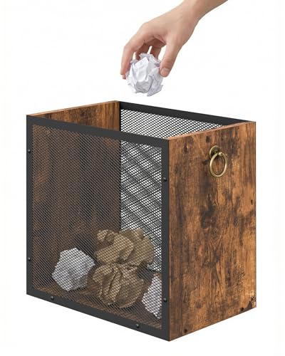 CHOEZON Waste Basket, 4.5 Gallon Rectangular Garbage Container, Trash Can, Trash Bin, for Bedroom, Office, Bathroom, Kitchen, Waste Rustic Brown and Black TCW33BF