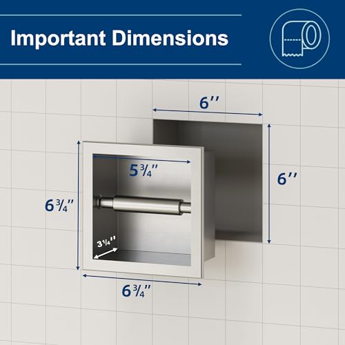 Neodrain Gold 304 Stainless Steel Recessed in Wall Toilet Paper Holder | Rustproof,Durable construction, Space-saving, Built-in Wall toilet paper Holder for Bathroom & RV - color: Gold, size: 6X6In