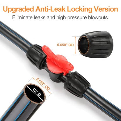 12 Pieces 1/2 Inch Drip Irrigation Valve Fittings, 1/2'' Barbed Shut Off Valve for 1/2 Inch Irrigation Tubing (1/2" ID x 0.650" OD) Anti-leak Straight Irrigation Parts for Garden System - size: 1/2" Nut Valve 12 Pcs