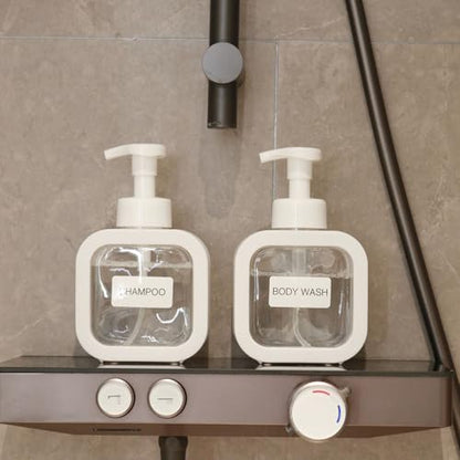 Foaming Soap Dispenser, 300ml (10oz) Plastic Refillable Foaming Hand Soap Dispenser with 8 Pcs Waterproof Labels, Foam Pump Bottle for Bathroom and Kitchen (White) - color: White
