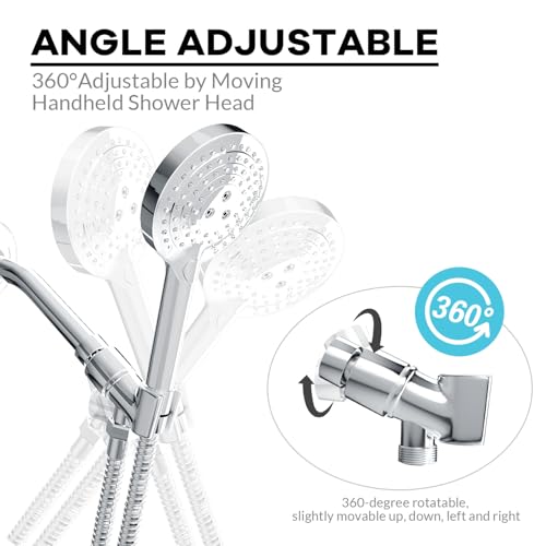 All Metal Handheld Shower Head Holder, Adjustable Shower Wand Holder with Universal Shower Arm Mount and Brass Pivot Ball, for Connecting Shower Arm and Shower Hose - color: Brass - Chrome