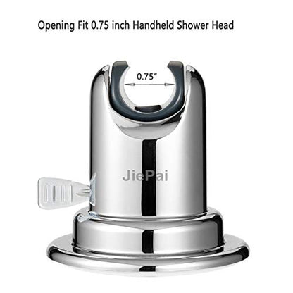 JiePai Suction Cup Shower Head Holder for Handheld Shower-Adjustable,Chrome | 20° adjustable angle,Removable,No-drill wall mount,fits 3/4 handheld,Works on tile glass metal,For bathroom/RV - color: Adjustable Holder-Chrome