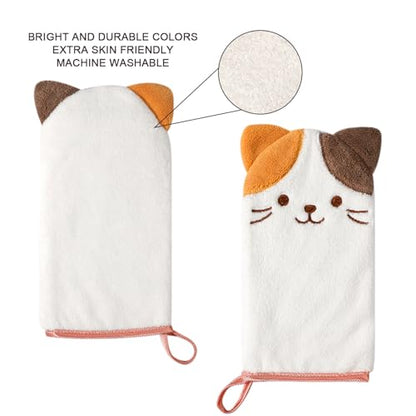 PHOGARY 5-Pack Microfiber Body Wash Mitts, 4.5×9 inch Super Absorbent & Soft Face Washcloths Gloves in Cute Animal Style - Gentle Scrub for Baby, Toddler, and Kids Bath and Shower