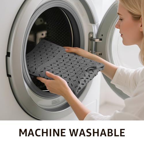 Yolife Square Shower Mat, 27" x 27" Large Shower Mat with Center Drain Hole, Soft TPE Non Slip Shower Mats for Inside Shower with Suction Cups, Anti Slip Washable Shower Floor Mat, Dark Grey - color: Dark Grey