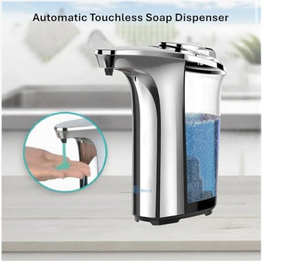 Automatic Soap Dispenser Touchless, Silver Glossy Finish | 17oz / 500mL, Battery Operated