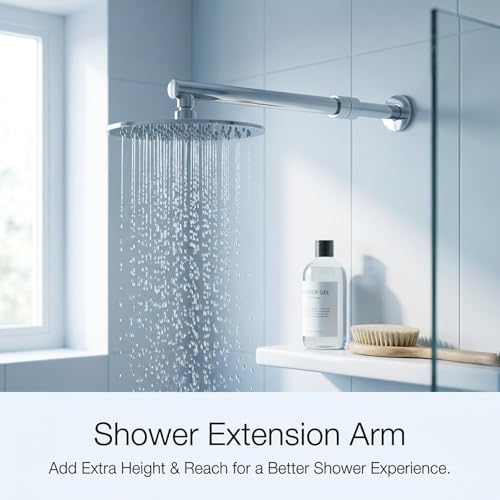 27.6in Stainless Steel Adjustable Ceiling Mount Shower Head Extension Arm - Leakproof, Durable Adjustable Length for Versatile Shower Setups and Easy Installation