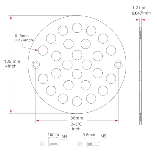 4 Inch Shower Drain Cover,Round Screw-in Floor Drain Cover,Easy-to-Install Replacement Cover Brushed Nickel - color: Brushed Nickel, size: 4 inch