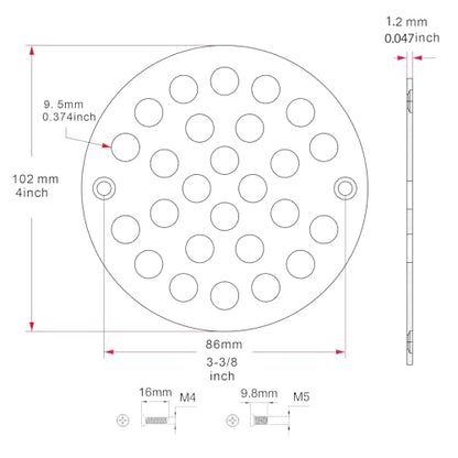 4 Inch Shower Drain Cover,Round Screw-in Floor Drain Cover,Easy-to-Install Replacement Cover Brushed Nickel - color: Brushed Nickel, size: 4 inch