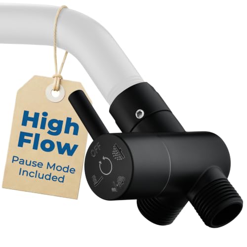 G-Promise Solid Metal High-Flow Shower Diverter Valve (Matte Black) | High Water Output, 4 Spray Modes with Pause Mode, Anti-Leak, Use Separately or Both, Easy Install, Universal Replacement - color: Matte Black