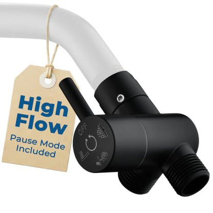 G-Promise Solid Metal High-Flow Shower Diverter Valve (Matte Black) | High Water Output, 4 Spray Modes with Pause Mode, Anti-Leak, Use Separately or Both, Easy Install, Universal Replacement - color: Matte Black
