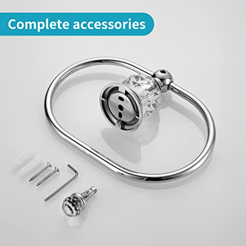 WOLIBEER Chrome Towel Ring,Crystal Hand Towel Holder,Bath Oval Hand Towel Rack Hanger Wall Mounted Bling Bathroom Accessories - size: Oval