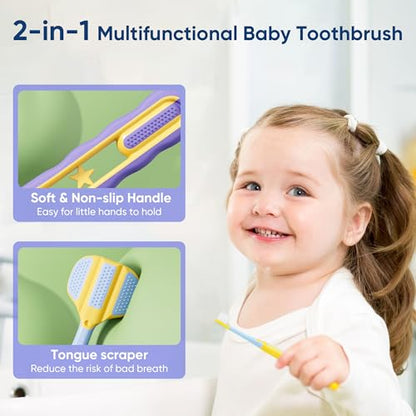 EASICUTI Soft Toddler Toothbrushes, Efficient 3 Sided Toothbrush, Baby Toothbrush 12 Months and up, Infant Tooth brush, Toddler Training Tooth brush for Ages 1-8 Years, Cleans All Sides-8 Pack, Patent - size: 1 Count (Pack of 8)