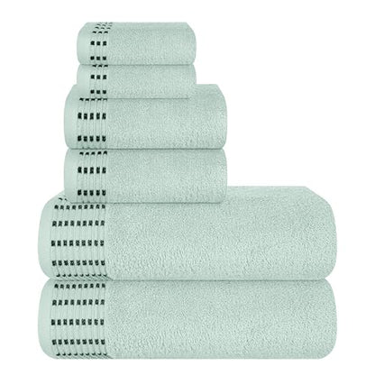 Ultra Soft 6 Pack Cotton Towel Set, Contains 2 Bath Towels 28x55 inch, 2 Hand Towels 16x24 inch & 2 Wash Cloths 12x12 inch, Ideal Everyday use, Compact & Lightweight - Sea Green - color: Sea Green, size: 6 Pack Set
