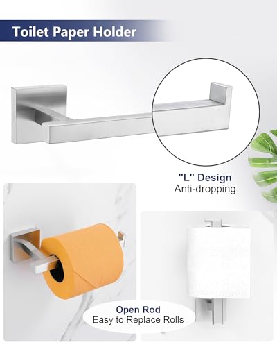 Brushed Nickel Bathroom Accessories, Toilet Paper Holder,Towel Ring & Hooks | Lairuier Bathroom Hardware Set, Toilet Paper Holder Set SUS304 Stainless Steel Bath Hand Towel Ring for Bathroom Wall Mounted - color: Brushed Nickel