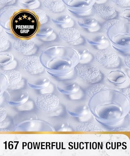 HITSLAM Bathtub Mat Non Slip, 27x15 Inch Bubble Oval Bath Tub Mat for Bathroom, Machine Washable Shower Mat with Suction Cups and Drain Holes, Clear - color: Clear, size: 27" x 15" (Oval)