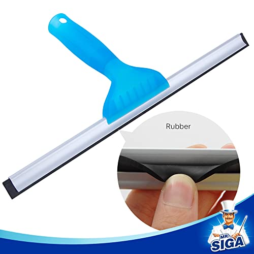 MR.SIGA Professional Window Squeegee & Microfiber Window Scrubber, 14 inch | 2 in 1 squeegee window cleaner tool - size: 14-inch
