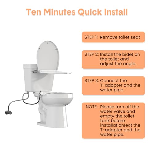 Smart Bidet Seat Non-Electric, Ultra-Thin Dual Nozzle, Hot and Cold Water Front Rear Wash with Adjustable Pressure, Easy Installation - color: Black, style: Knob