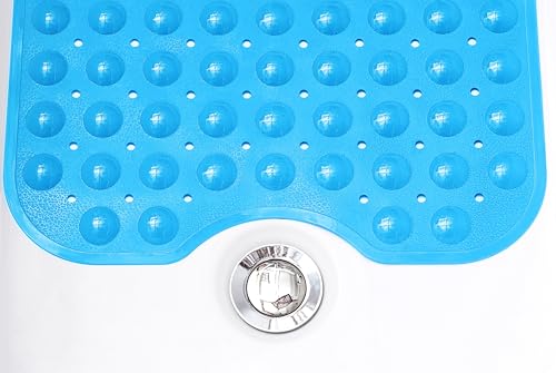 Extra-Long Non-Slip Bathtub & Shower Mat 39”x16” (Smooth/Non-Textured Tubs Only) Safe, Clean, Machine-Washable, Superior Grip&Drainage, Vinyl, Opaque Light Blue - color: Opaque Light Blue, size: 39" x 16" (Rectangular)