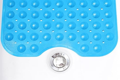 Extra-Long Non-Slip Bathtub & Shower Mat 39”x16” (Smooth/Non-Textured Tubs Only) Safe, Clean, Machine-Washable, Superior Grip&Drainage, Vinyl, Opaque Light Blue - color: Opaque Light Blue, size: 39" x 16" (Rectangular)