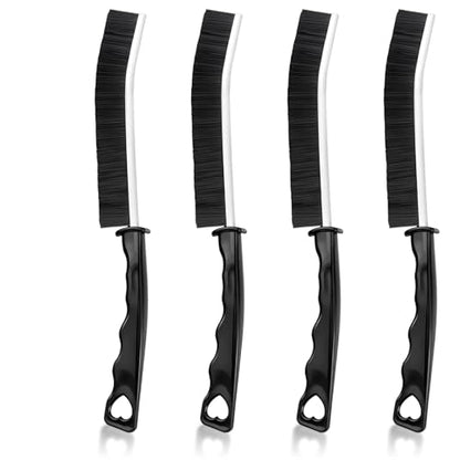 4 Pcs Multi-Purpose Hard Bristle Crevice Cleaning Brush Small Deep Gap Cleaning Tools Scrub Brushes Household Use Versatile Thin Grout Brush for Kitchen Window Tile Bathroom Shower Corner Toilet Black