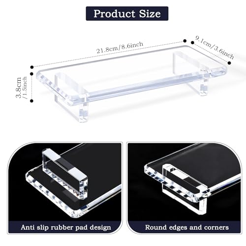 Small Clear Acrylic Vanity Tray, Bathroom & Kitchen Countertop Decor | 2-Pack, Space-Saving, Elevated Base, Candle, Perfume & Toilet Tray, Restroom，Living Room, Office & Entryway Decor - size: Small-8.6x 3.6 x 1.5 inches