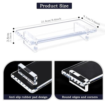 Small Clear Acrylic Vanity Tray, Bathroom & Kitchen Countertop Decor | 2-Pack, Space-Saving, Elevated Base, Candle, Perfume & Toilet Tray, Restroom，Living Room, Office & Entryway Decor - size: Small-8.6x 3.6 x 1.5 inches