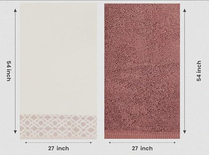ELITE 4 Pack Luxury Jacquard Bath Towel Set – 100% Cotton, 600 GSM Ultra Soft & Absorbent Towels – Elegant Floral Pattern – 4 Large Bath Towels 27"x54" for Bathroom, Gift Spa & Hotel (Deco Rose) - color: Deco Rose