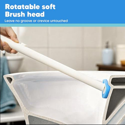Disposable Toilet Brush, Toilet Bowl Cleaning System with Holder & 24 Count Wand Refill, No-Mess Clean Brush Starter Kit with 1 Toilet Wand, 1 Storage Caddy, 1 Fragrant Tablet (1 + 24)