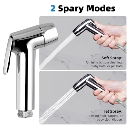Hibbent Sink Faucet Hose Sprayer Attachment with 10 Adapters - Dual Function Handheld Bidet, Rinser & Shower Head - for Feminine Hygiene, Baby Diaper Cleaning & Pet Bathing