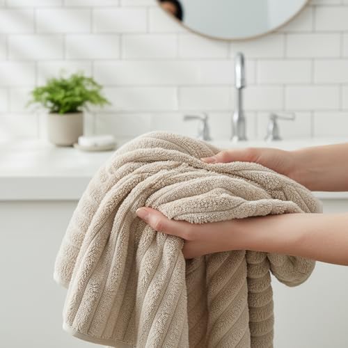6 Pack Soft Microfiber Hand Towels for Bathroom, 16"x30", Beige | Face Towels, Highly Absorbent, Quick Dry, Low Lint, Hanging Loop, Lightweight Towels for Guest Bath, Gym, Travel & Kitchen - color: Beige