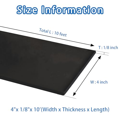 Black Adhesive Rubber Strip, 1/8 (.125)" Thick X 4" Wide X 10'Long | Solid Rubber Roll with Self Adhesive for Anti-Slip Anti-Vibration DIY Gaskets Crafts Sealing Supports Protection - size: 4"X10'X1/8,With Adhesive